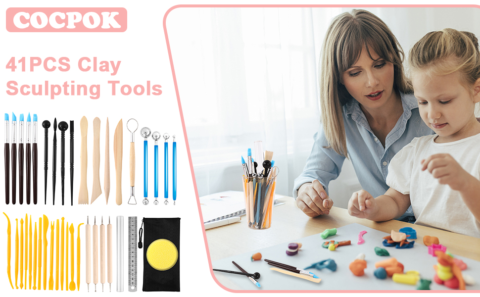 Clay Tools Kit,41PCS Clay Sculpting Tools,Polymer Clay Tools,Double Sided Pottery