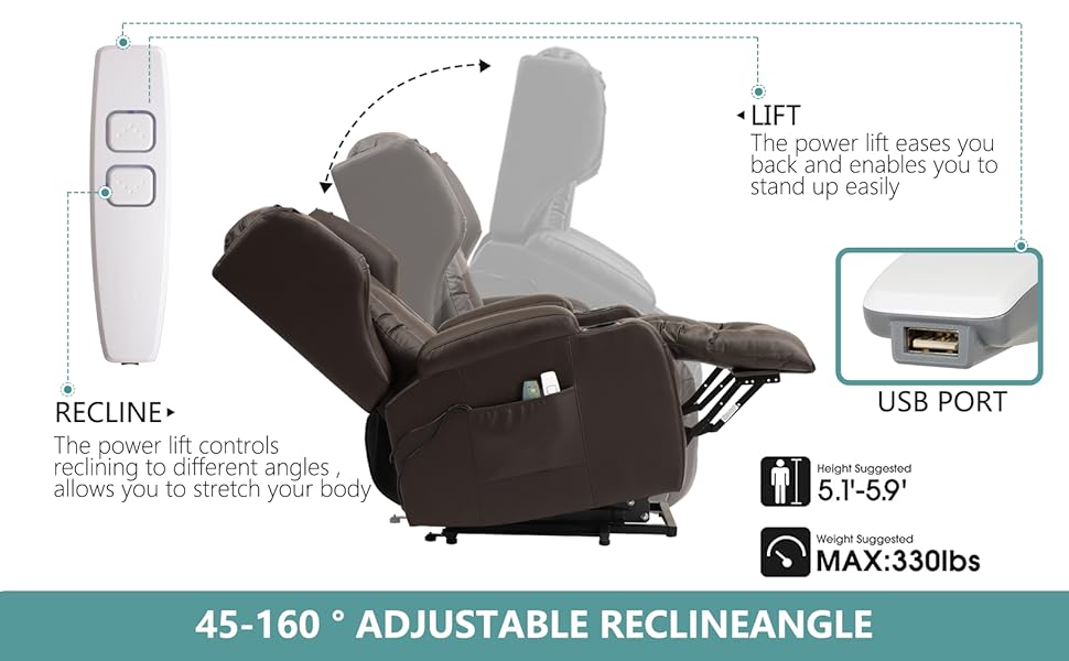 Power Lift Recliner Chair Brown