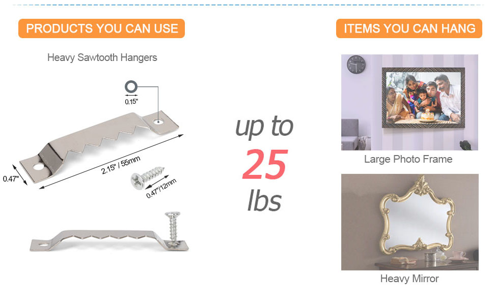 Suprom Sawtooth Picture Hangers Supports 25 lbs, 50 Pack Heavy Sawtooth