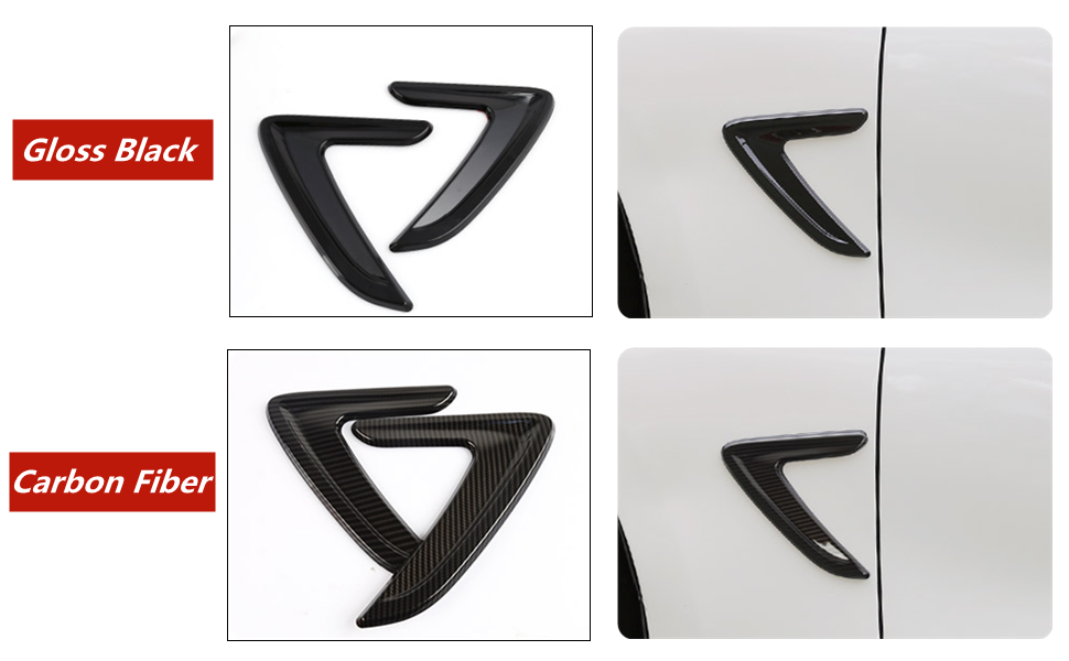 Qiilu Car Fender Side Vents, Fender Decorative Stickers, ABS Carbon Fiber Air Flow