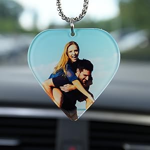 Custom Heart Shaped Car Photo Hanging Ornament