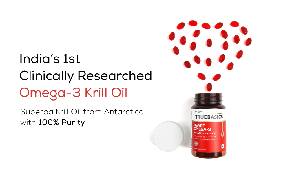 TrueBasics Heart Omega 3 Antarctic Krill Oil, for Healthy Heart