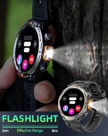 Military Smart Watches for Men 3ATM Waterproof (Built-in GPS) with Call/LED Flashlight