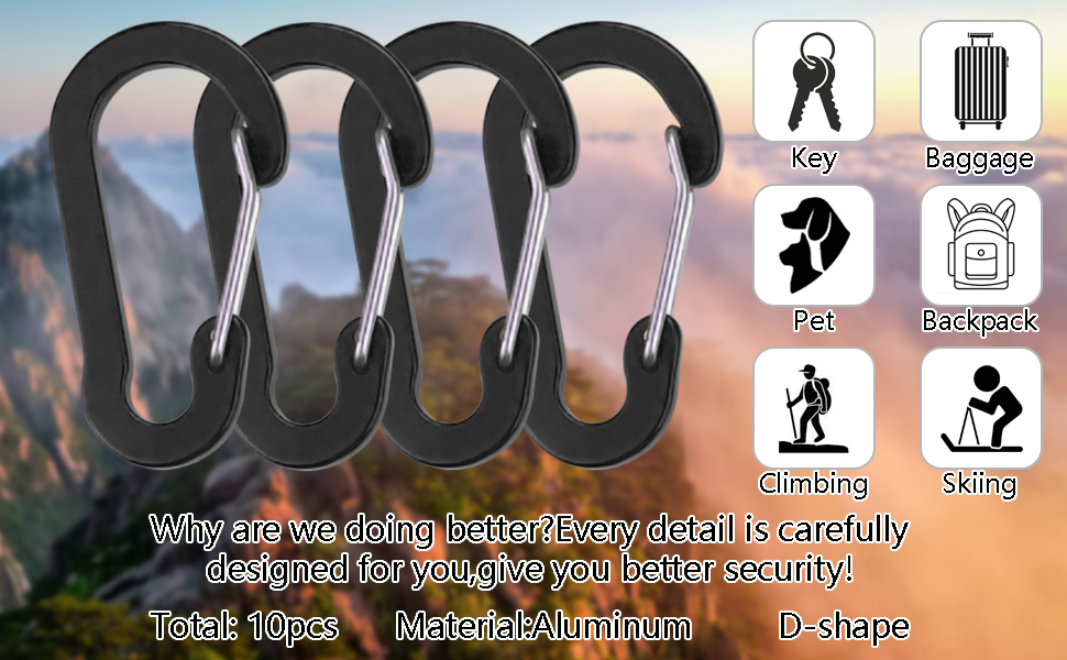 Mini Aluminum Carabiner Lightweight D-Shape