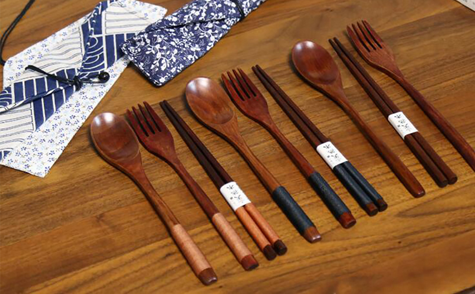 wooden cutlery set wooden flatware set chopsticks spoon fork tableware