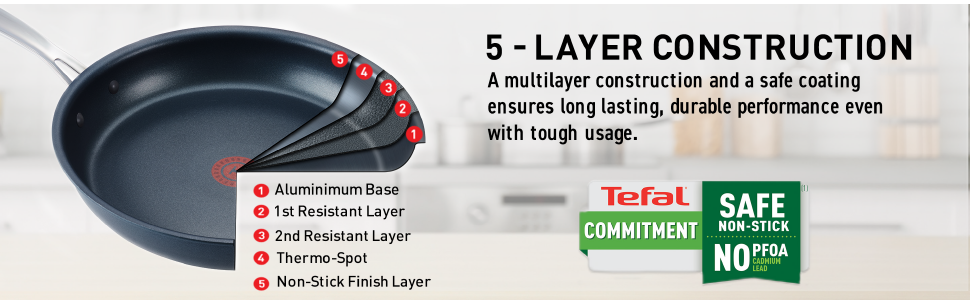 cookware, cooking, 5 layer construction