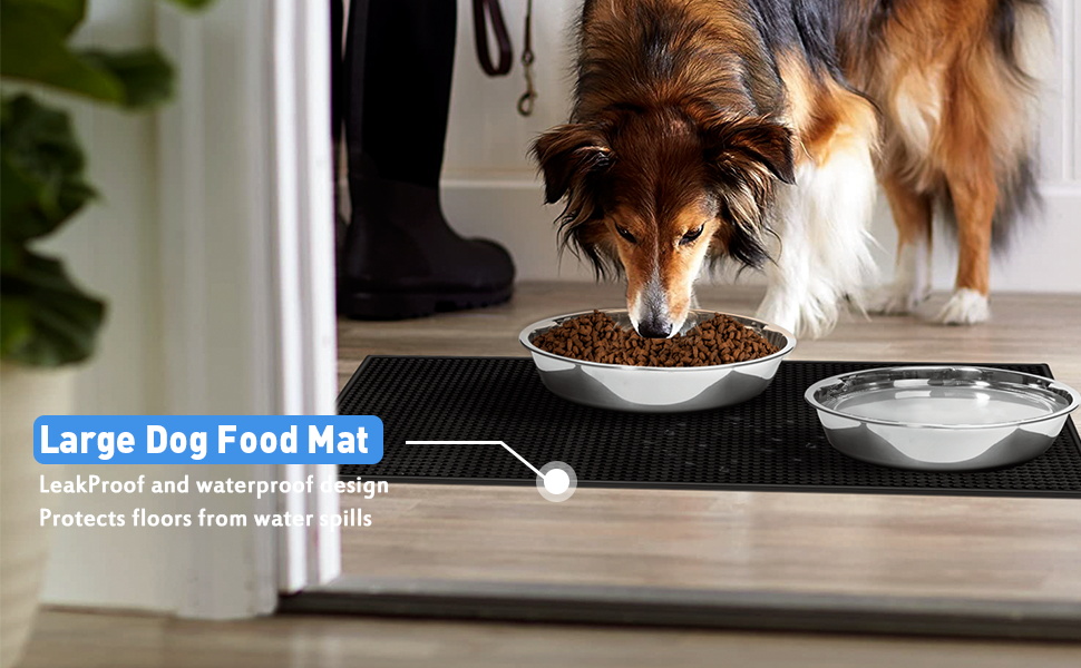 Large Dog Food Mat, Water Fountain and Automatic Pet Feeder