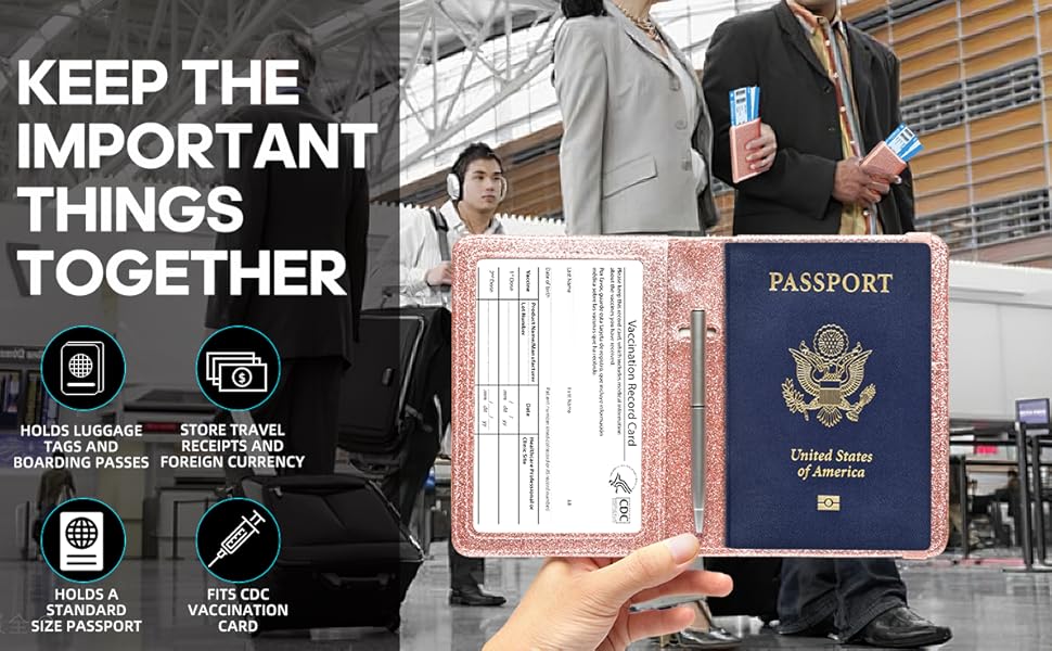 MCmolis Passport Holder For Vaccine Card RFID Blocking