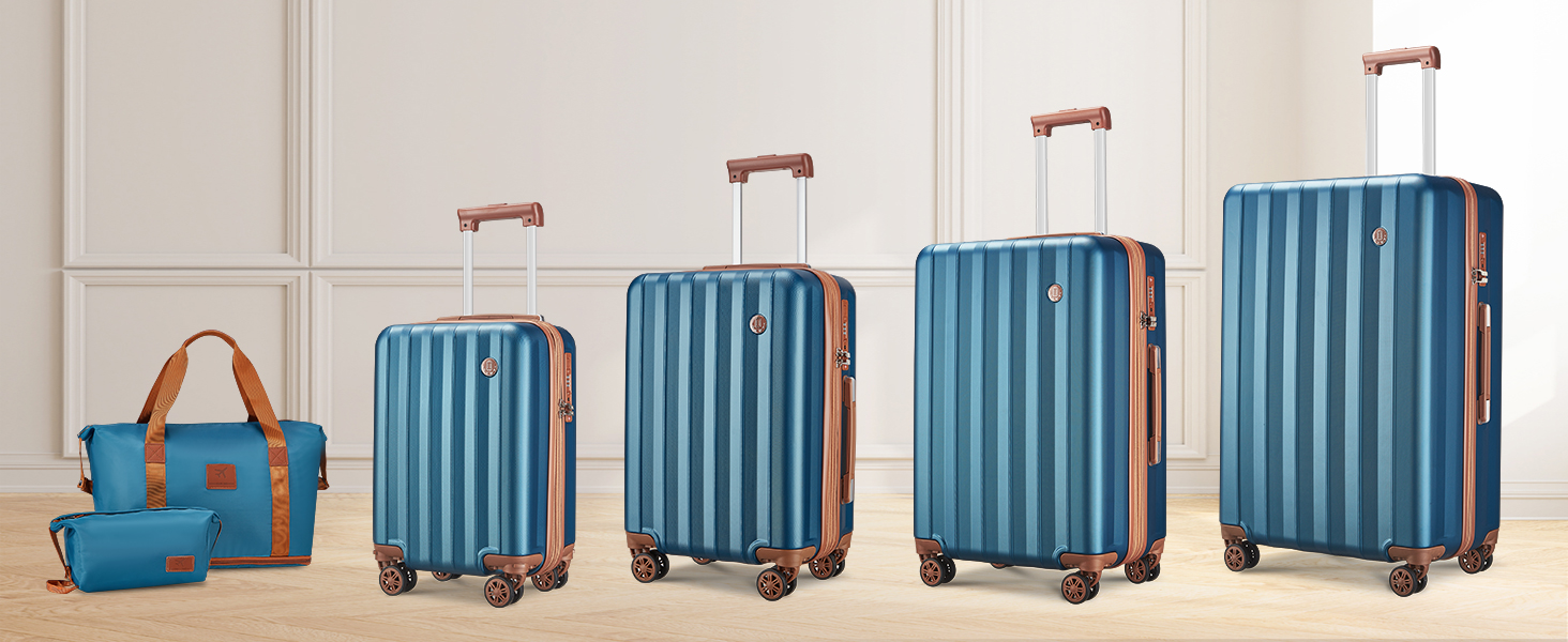 tr007 4 piece luggage sets plus display dark blue brown 2