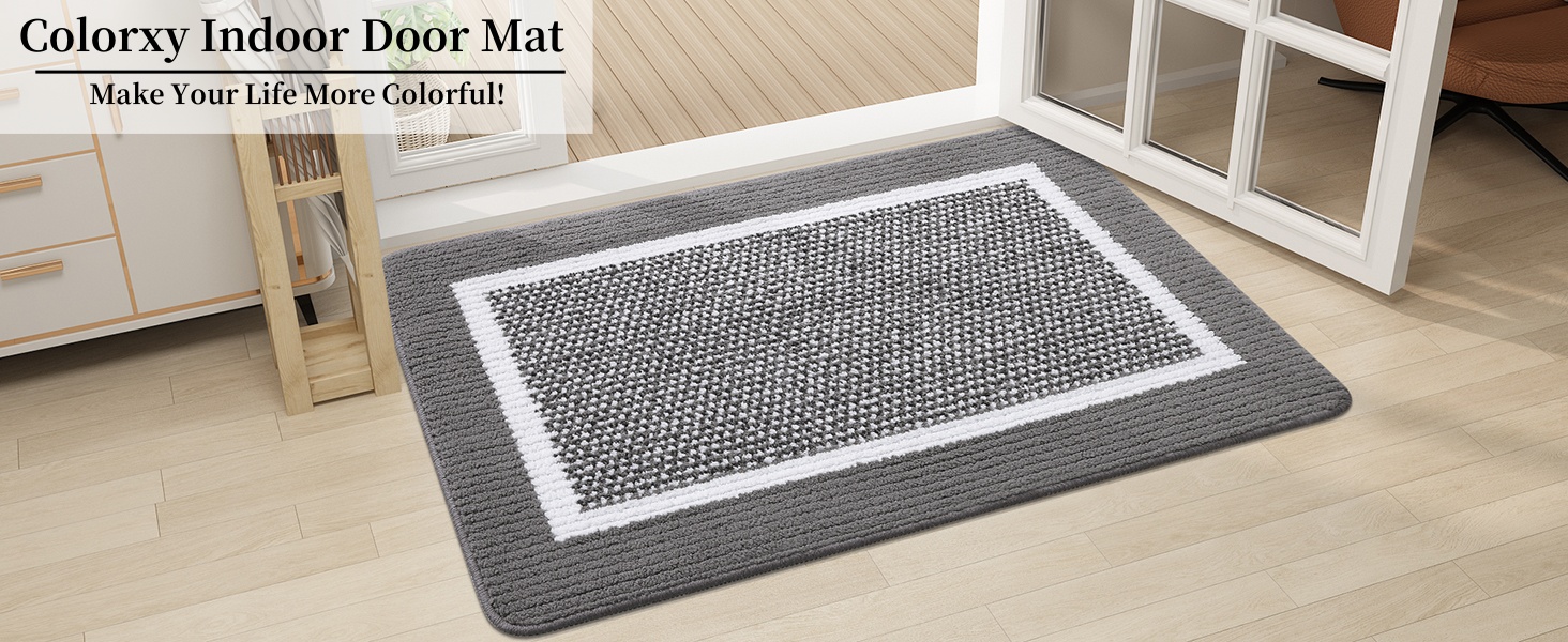 Colorxy Indoor Door Mat, NonSlip Absorbent Resist Dirt Entrance Mat