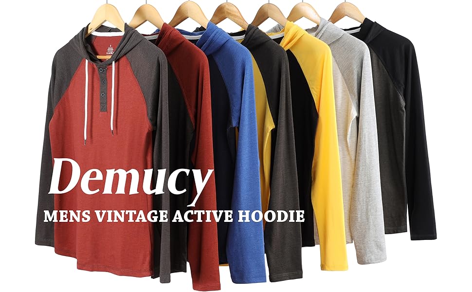 Mens Hoodies Henley Lightweight Shirts Casual Athletic Baseball Fashionwith Raglan Long Sleeves
