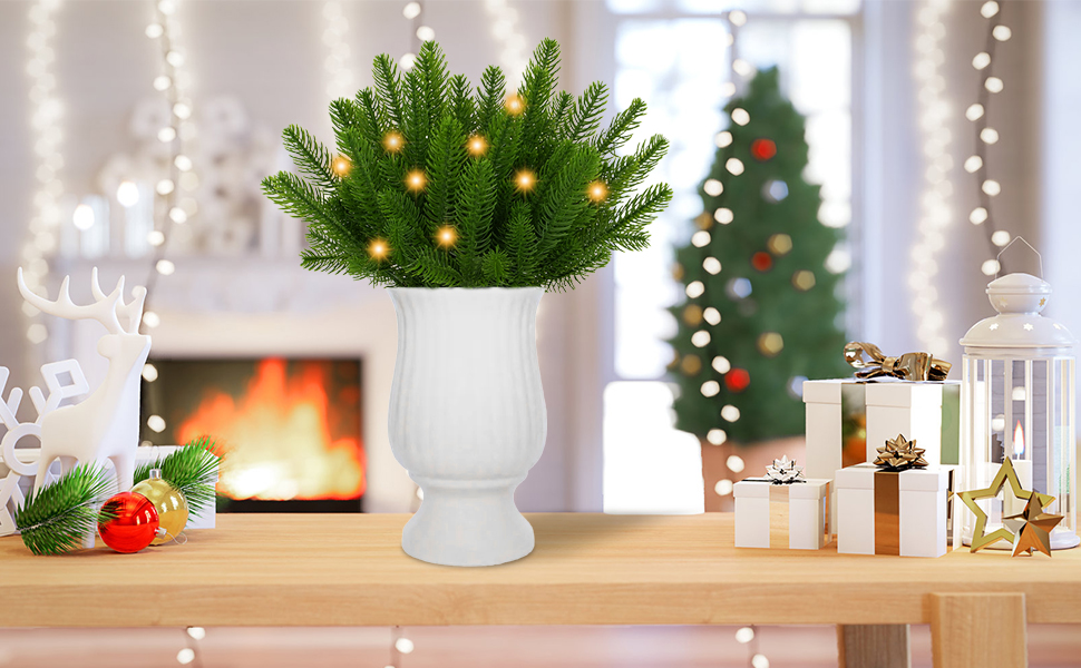 Artificial Pine Branches 30pcs, Green Leaves Needle Faux Fir Tree Branches Christmas Foliage