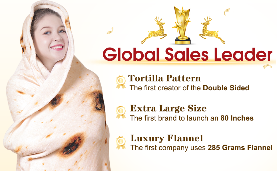 mermaker Burritos Tortillas Blanket 2.0 Double Sided 71 inches for Adult and Kids, Giant Funny
