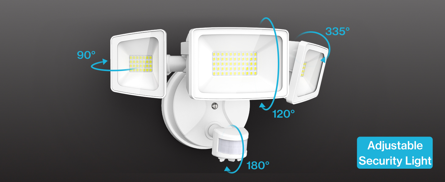 Olafus 55W Flood Lights Outdoor Motion Sensor Light, 5500LM White LED Security Light, IP65
