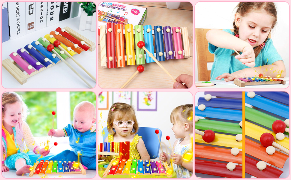 WELLXUNK Strumento Xilofono, Xilofono Bambini,Musical Giocattoli Xilofono,per Bambini di età
