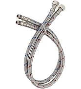 BWE 32-Inch Long Bathroom Kitchen Faucet Connector, Braided Stainless Steel Supply Hose 3/8-Inch ...