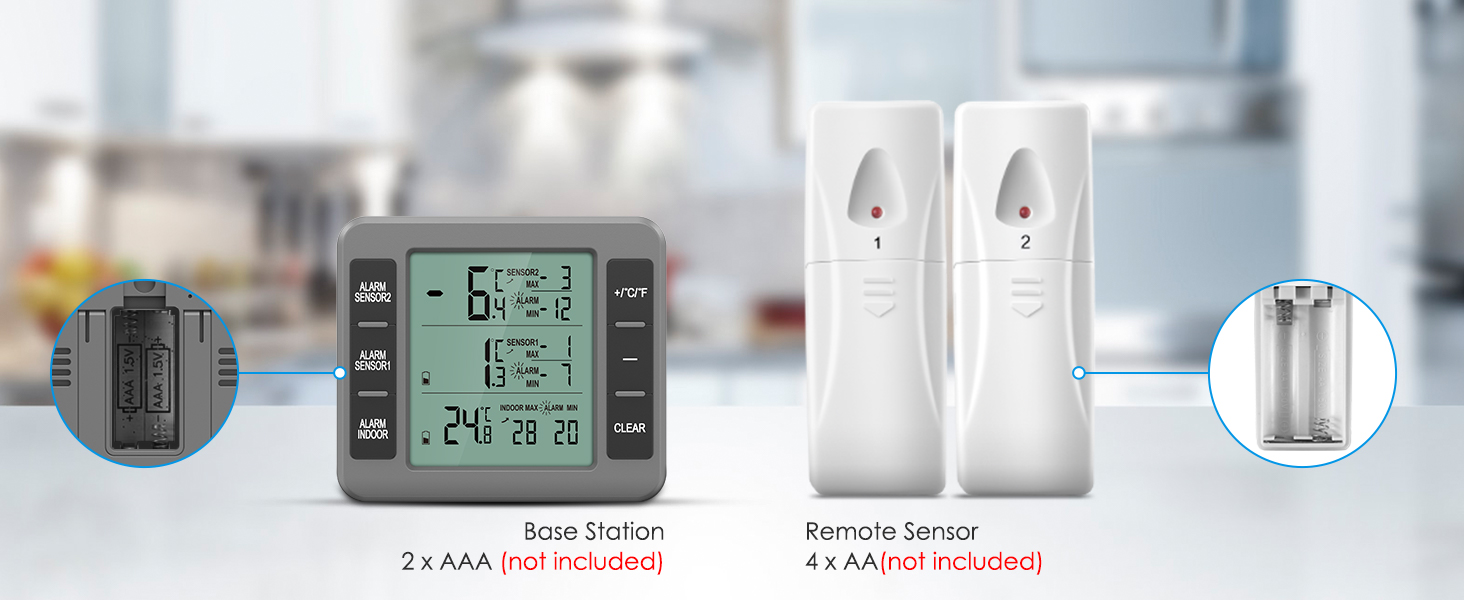 AMIR Upgraded Refrigerator Thermometer, Wireless Indoor