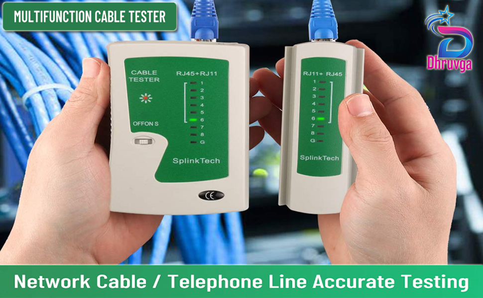 Dhruvga RJ45 and RJ11 Network LAN Cable Tester with LED Indicators RJ12