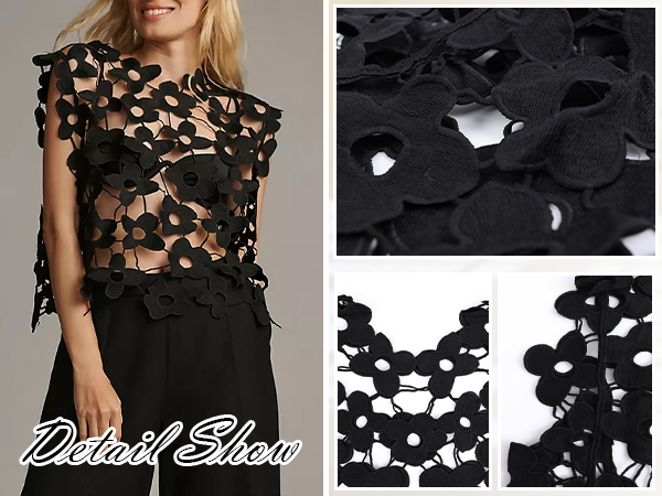 yilon イロン Blossom lace tops Black yilon イロン Blossom