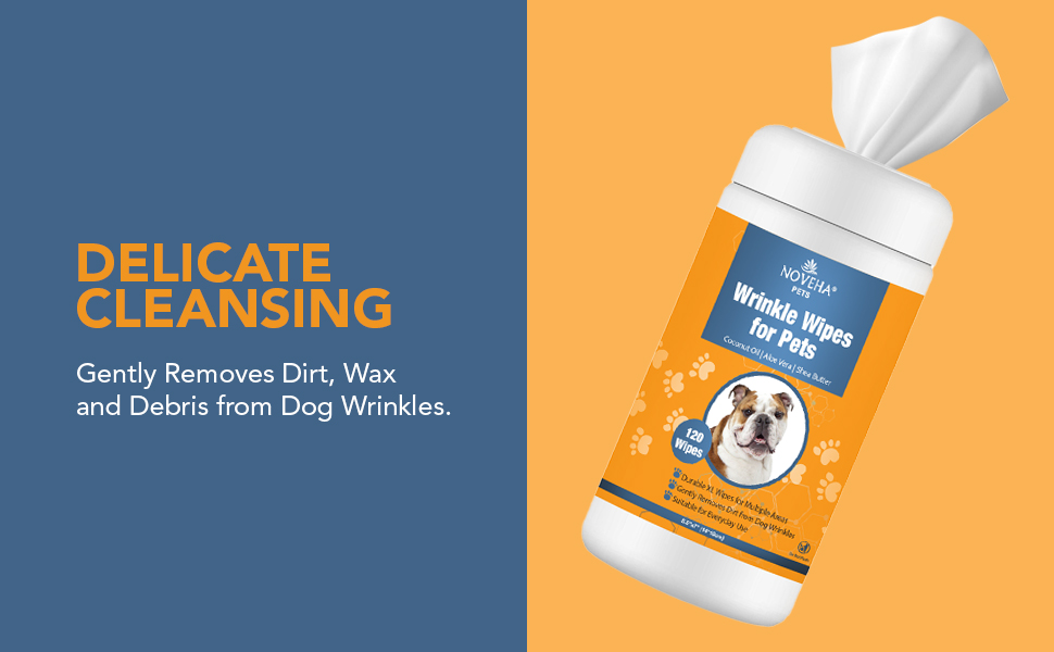 NOVEHA Wrinkle XL Wipes for Dogs Wrinkle Wipes for