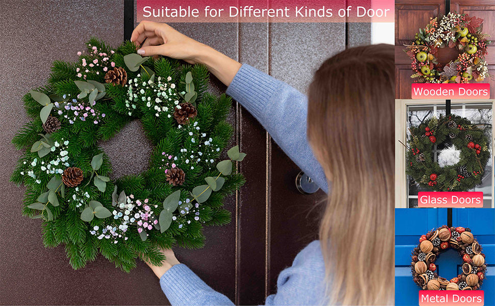 Komotu 12" Wreath Hanger for Front Door Halloween Christmas