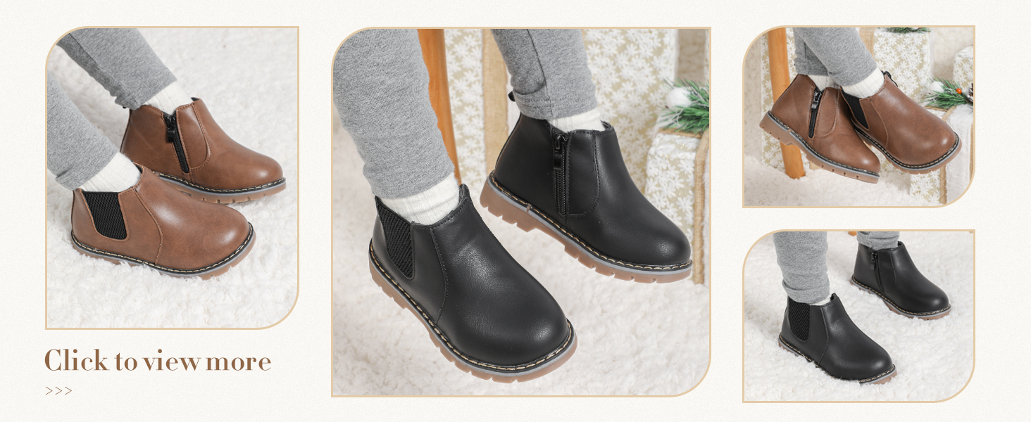 Boys Girls High Top Leather Ankle Boots