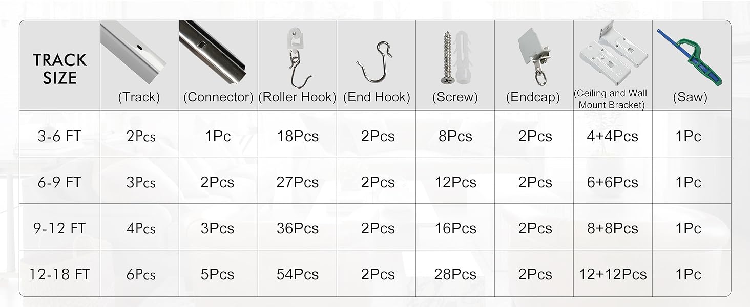 ceiling curtain track set