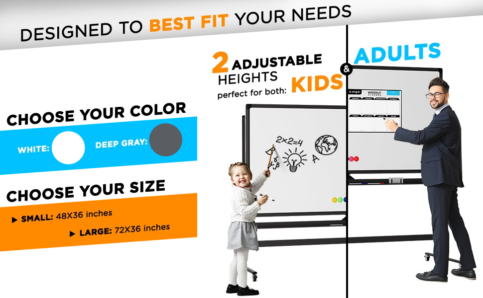 Zenguin Mobile Whiteboard Easel Style Dry Erase Board w