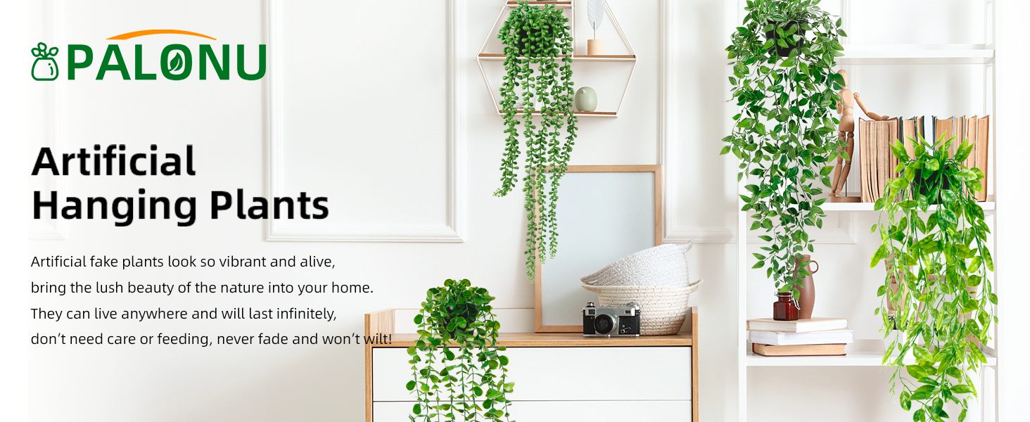 Artificial Hanging Plants for Shelf, 6 P... 9 1