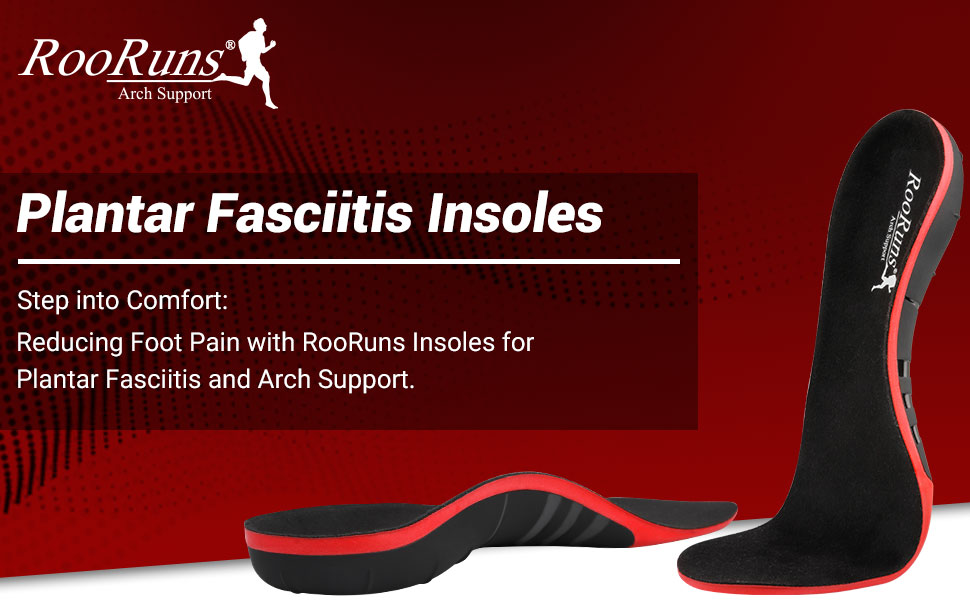 Plantar Fasciitis Insoles, RooRuns 280+ lbs High Arch
