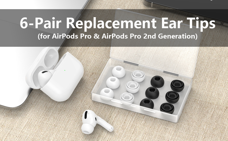 [6 Pairs] Replacement Ear Tips for Airpods Pro and Airpods