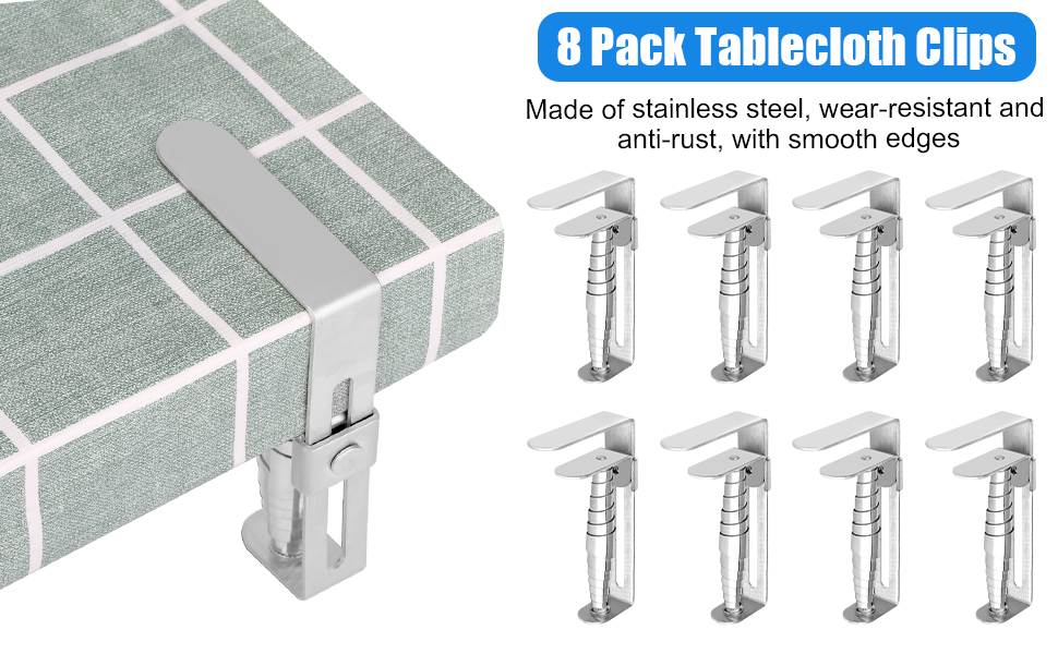 Linkstyle 8 Pcs Tablecloth Clips, Heavy Duty Stainless Steel Table