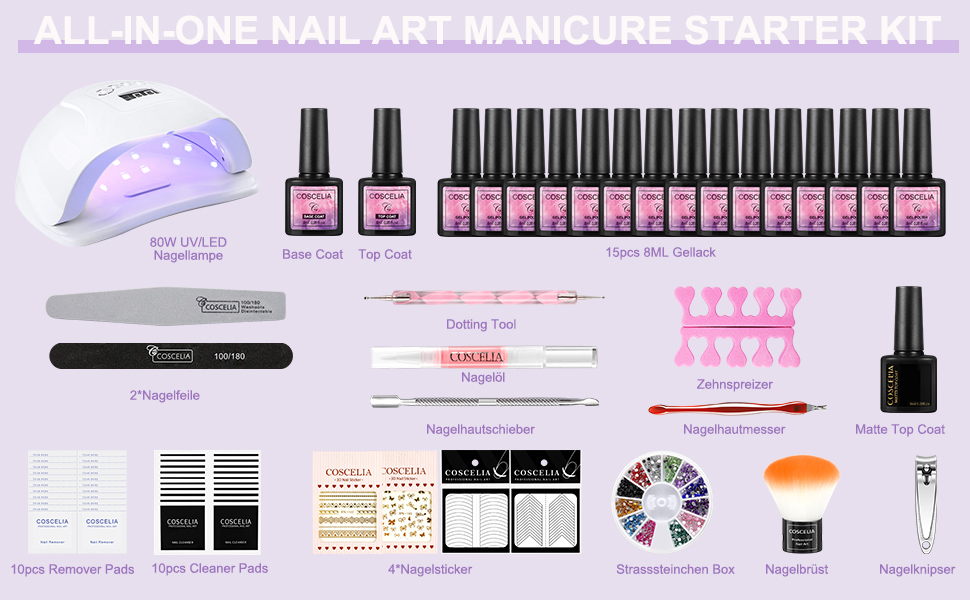 gellack 80w uv led nagellampe kit