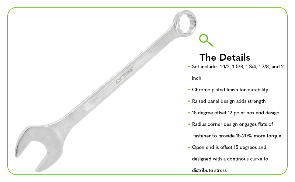 OEMTOOLS 22101 5 Piece SAE Jumbo Combination Wrench Set