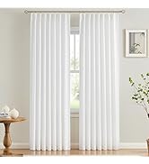 Vision Home White Pinch Pleated Semi Sheer Curtains Textured Light Filtering Window Curtains 84 i...
