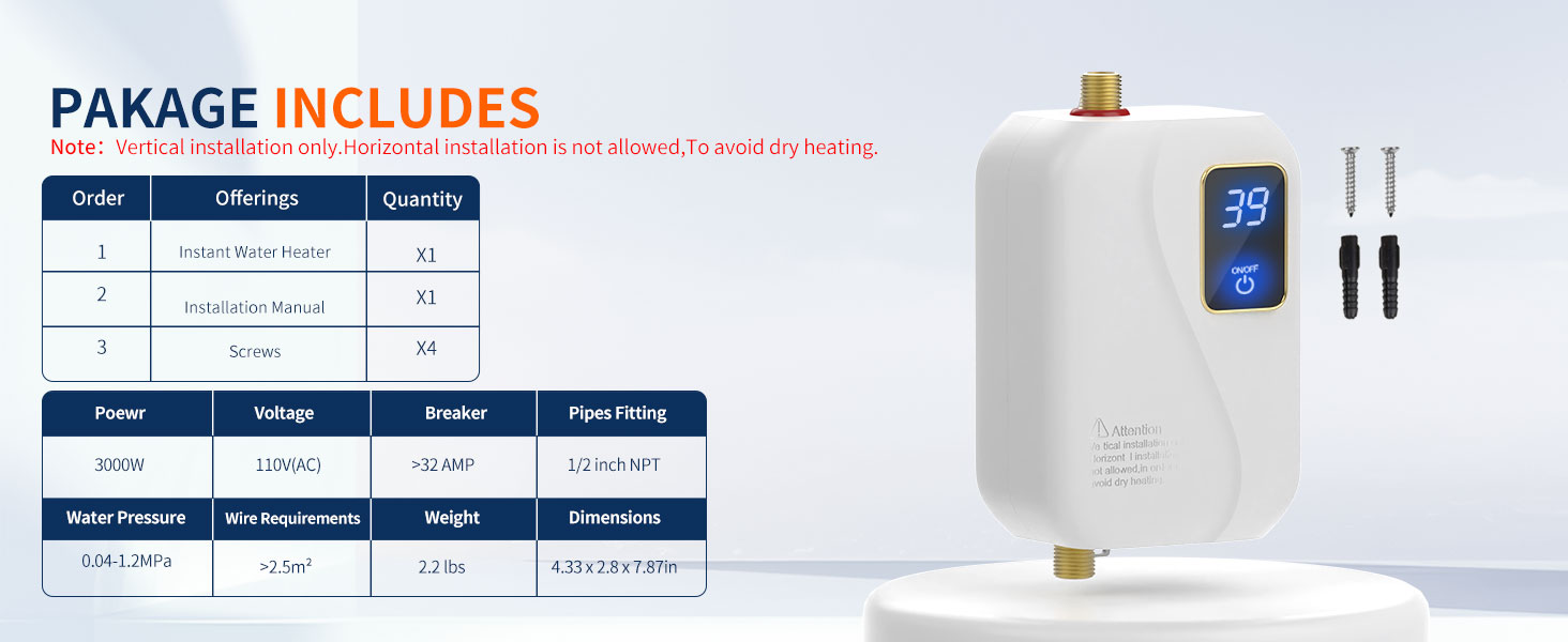 electric tankless water heater