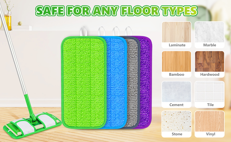 Microfiber Mop Pads Compatible with Sweeper Mop, Wet Pads Refills Dry Pads Reusable