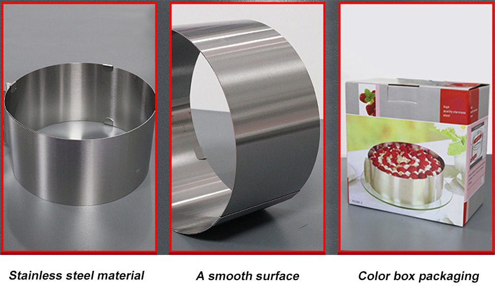 Guador 2PCS Adjustable Cake Ring, Cake Ring Adjustable Super High 15cm