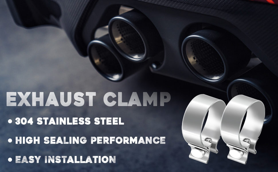 2PCS 1.75" Exhaust Clamp,13/4 In Butt Joint Narrow Band