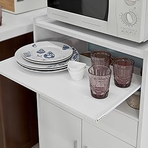 SoBuy Kitchen Wheeled Microwave Shelf,Storage Cupboard Cabinet Unit, FSB09-W 14 FSB09-W