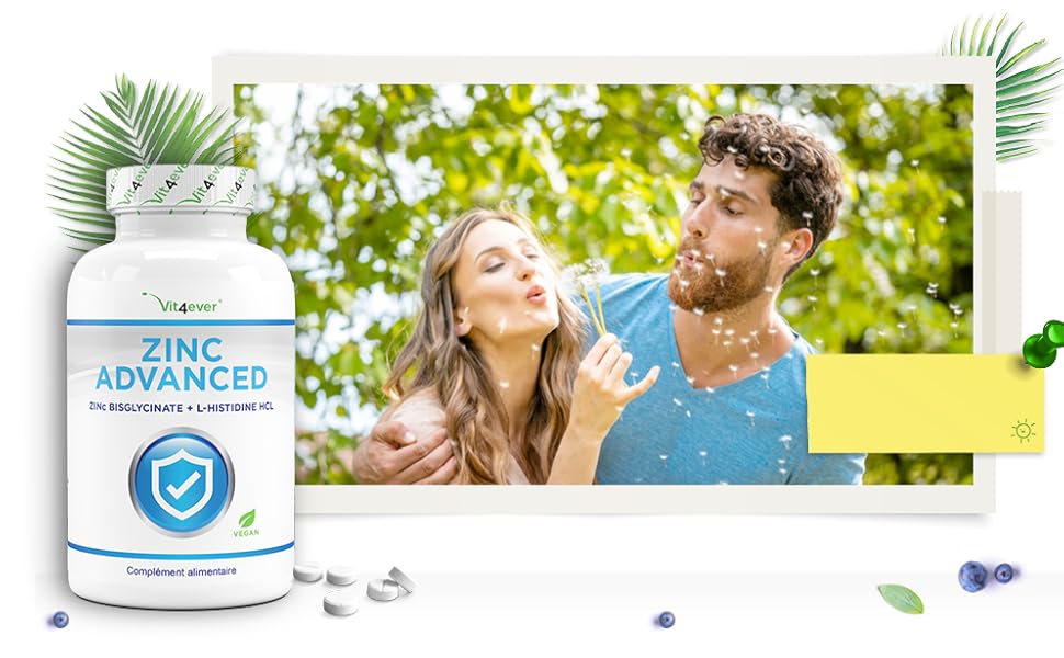 Zinc 25 mg 400 comprimés Premium Bisglycinate de zinc d'Albion