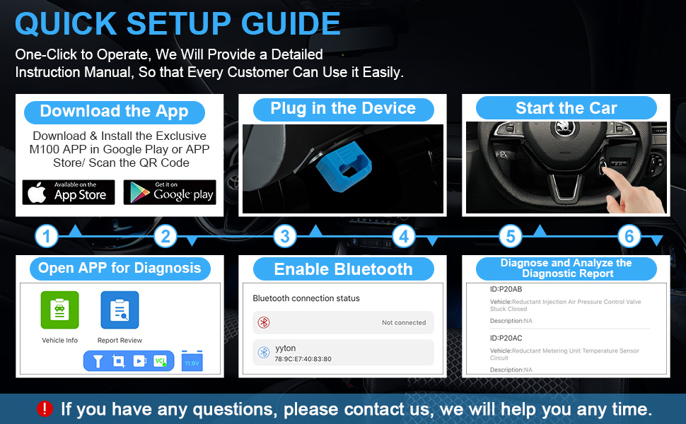 OBD2 Scanner Bluetooth, Car Code Reader for iPhone iOS