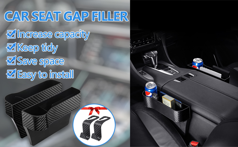 Car Seat Gap Organizer 2Pcs Car Seat Gap Filler Car Organizer Front