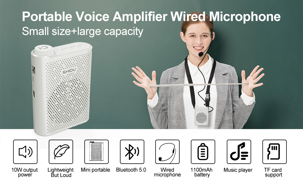 SHIDU Voice Amplifier with Microphone Headse