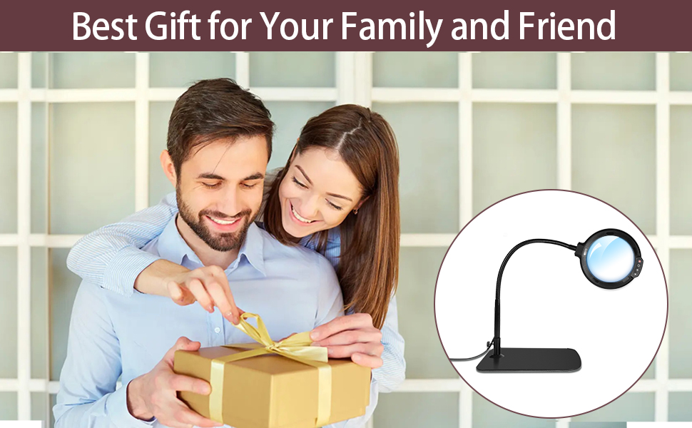 12X Large Magnifying Glass with Light and Stand, 5.2