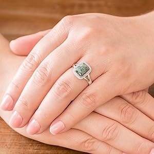 NOVICA Artisan Jade Cocktail Ring Sterling Silver Single Stone Guatemala Hemlock Desert Sage 