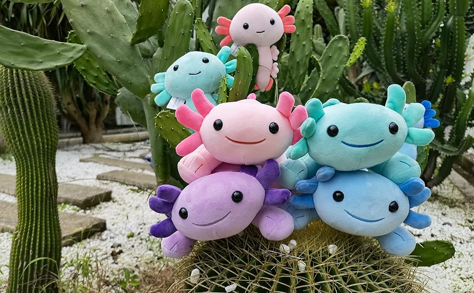 ROCHEMON Axolotl Plush Toy, Soft Stuffed Animal, Pink 11.8
