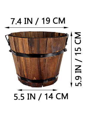 Yardwe Wooden Barrel Planter Outdoor Flower Pots: Round Garden Plant Pot