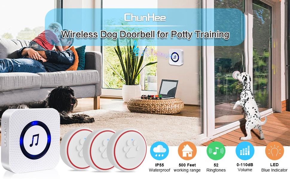 ChunHee Dog Doorbell for Potty Training Wireless Training Door Bells