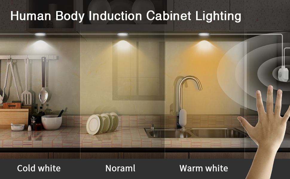 MATICOD Motion Sensor Lights Indoor Under Cupboard Kitchen Lights, 3White Under Kitchen